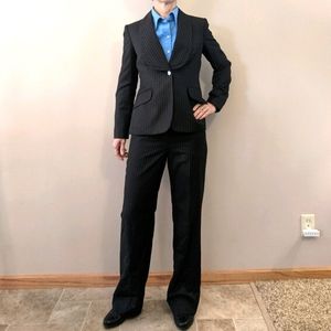 Anne Klein pant suit - black with blue pinstripe